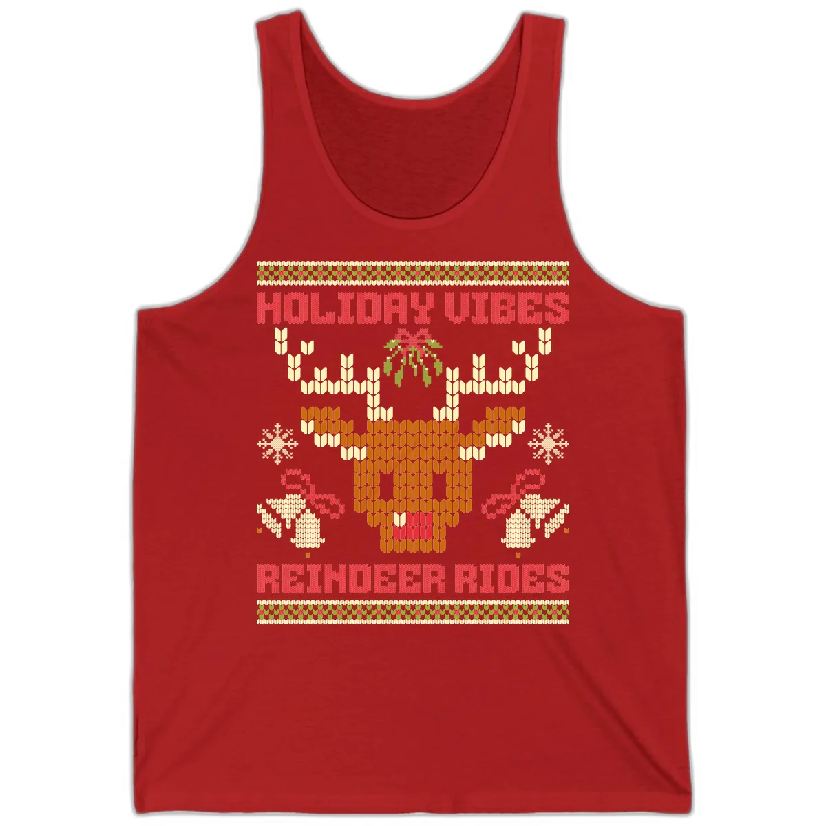 Holiday Vibes Reindeer Rides Tank in Red