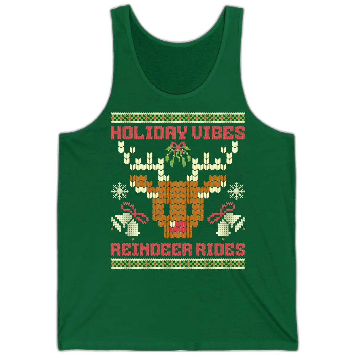 Holiday Vibes Reindeer Rides Tank in Kelly