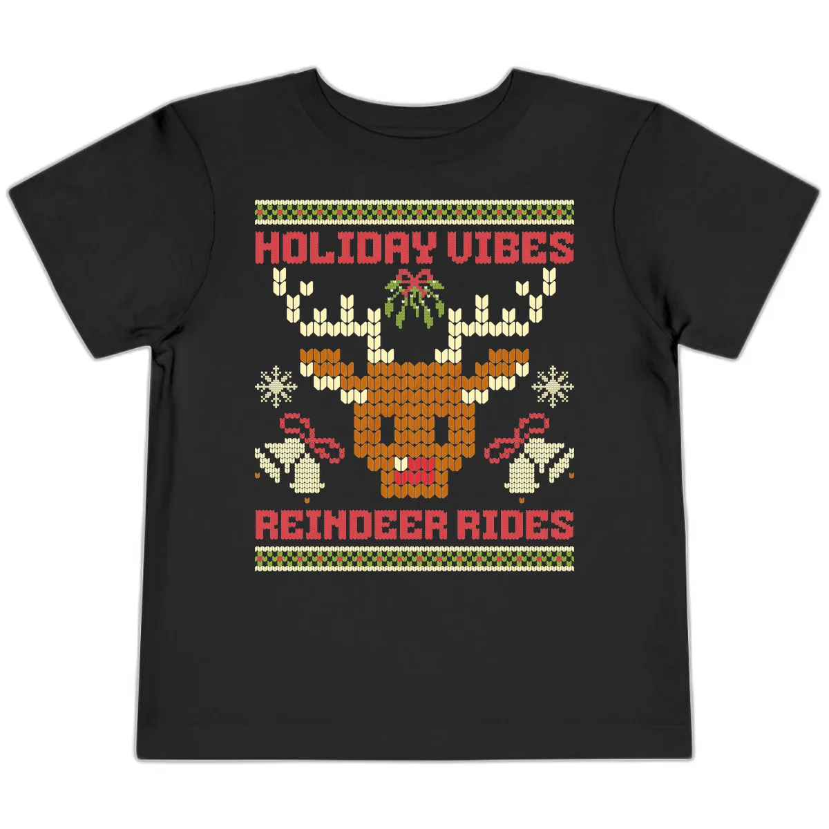 Holiday Vibes Reindeer Rides Toddler T-Shirt in Black