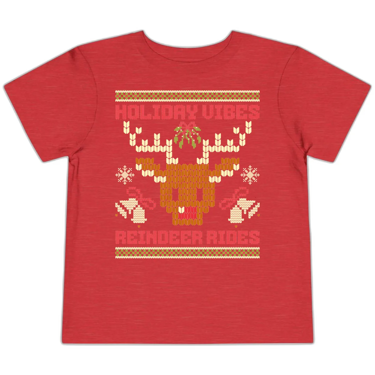Holiday Vibes Reindeer Rides Toddler T-Shirt in Heather Red