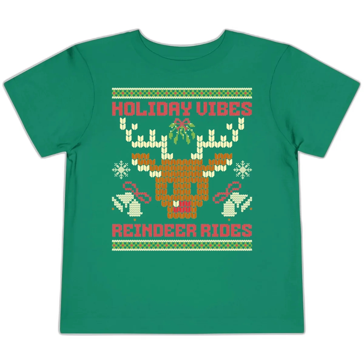 Holiday Vibes Reindeer Rides Toddler T-Shirt in Kelly