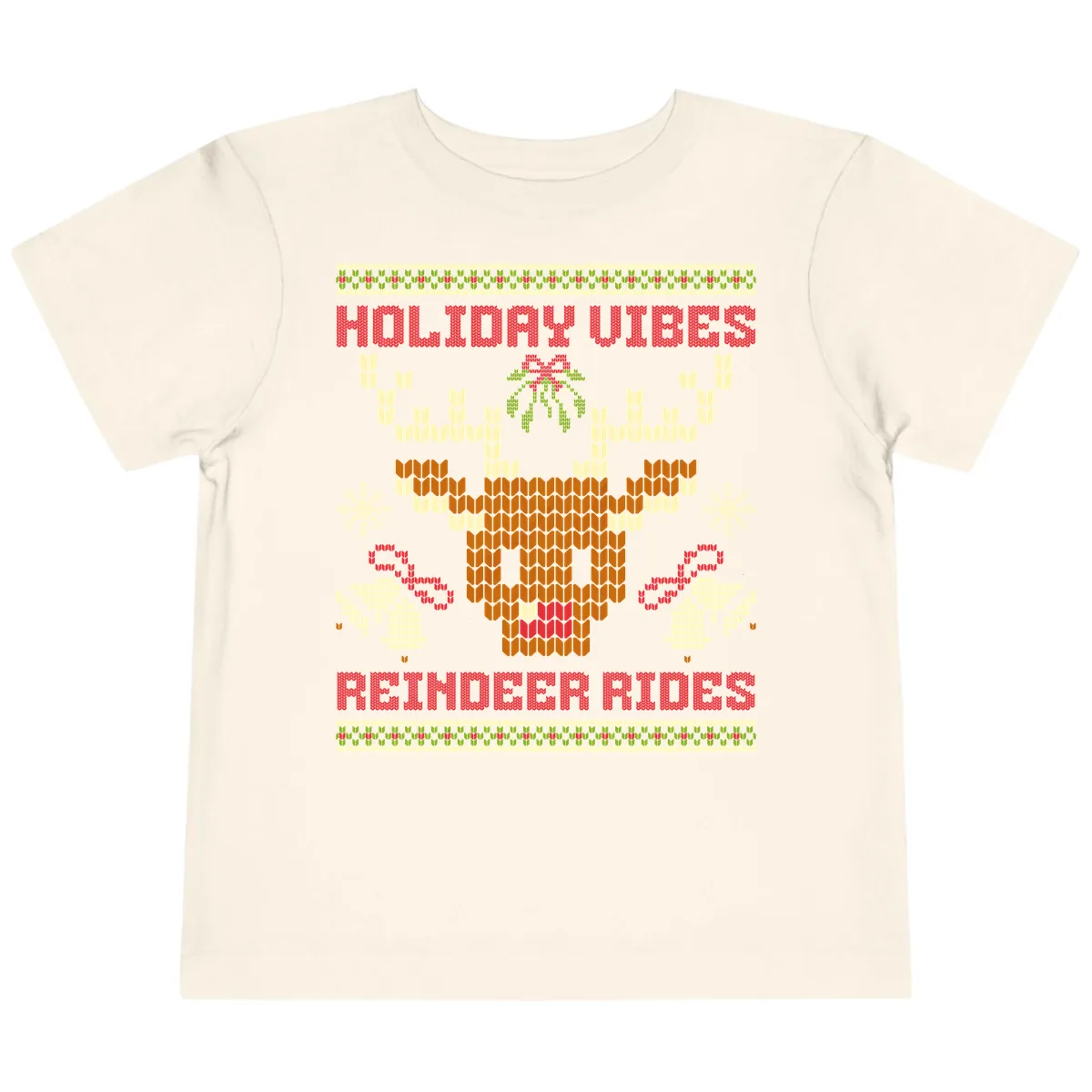 Holiday Vibes Reindeer Rides Toddler T-Shirt in Natural
