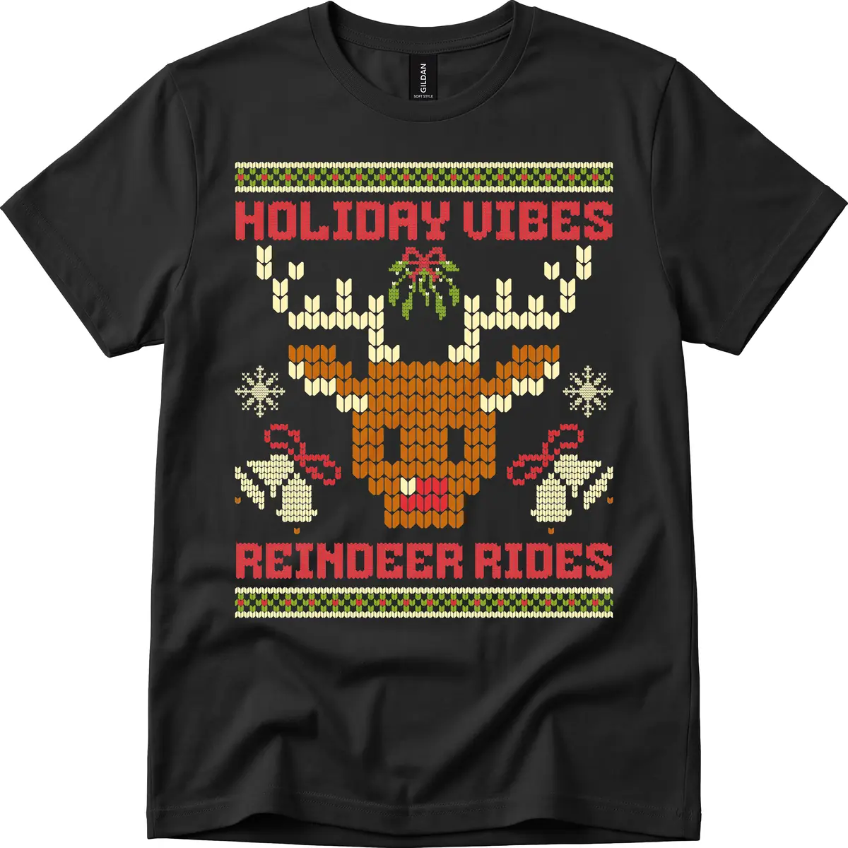 Holiday Vibes Reindeer Rides T-Shirt in Black