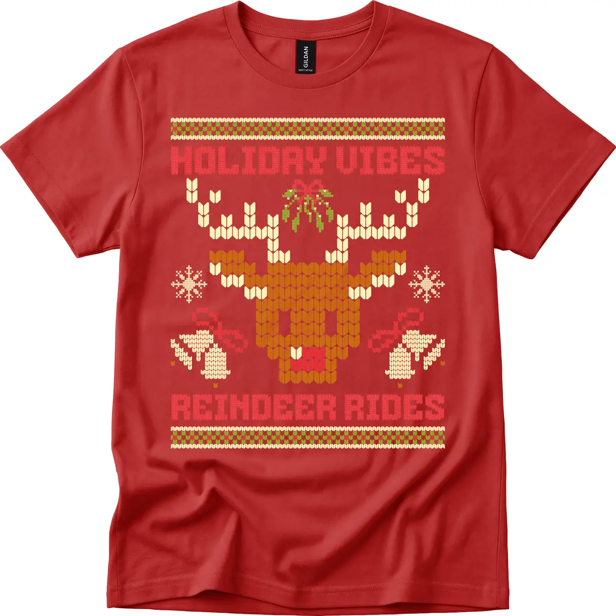 Holiday Vibes Reindeer Rides T-Shirt in Red