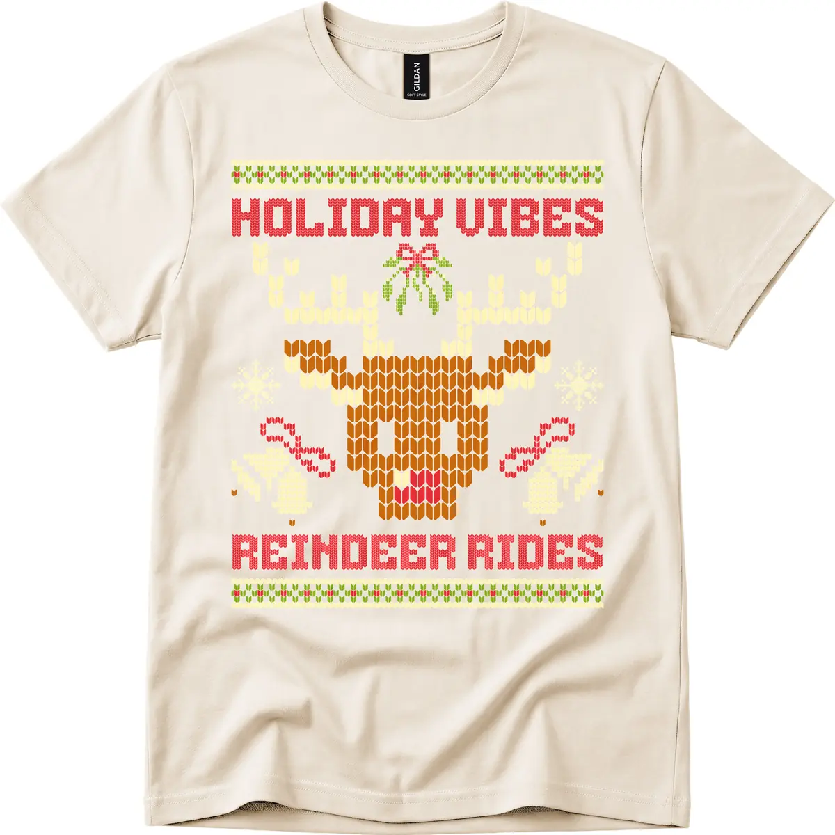 Holiday Vibes Reindeer Rides T-Shirt in Natural