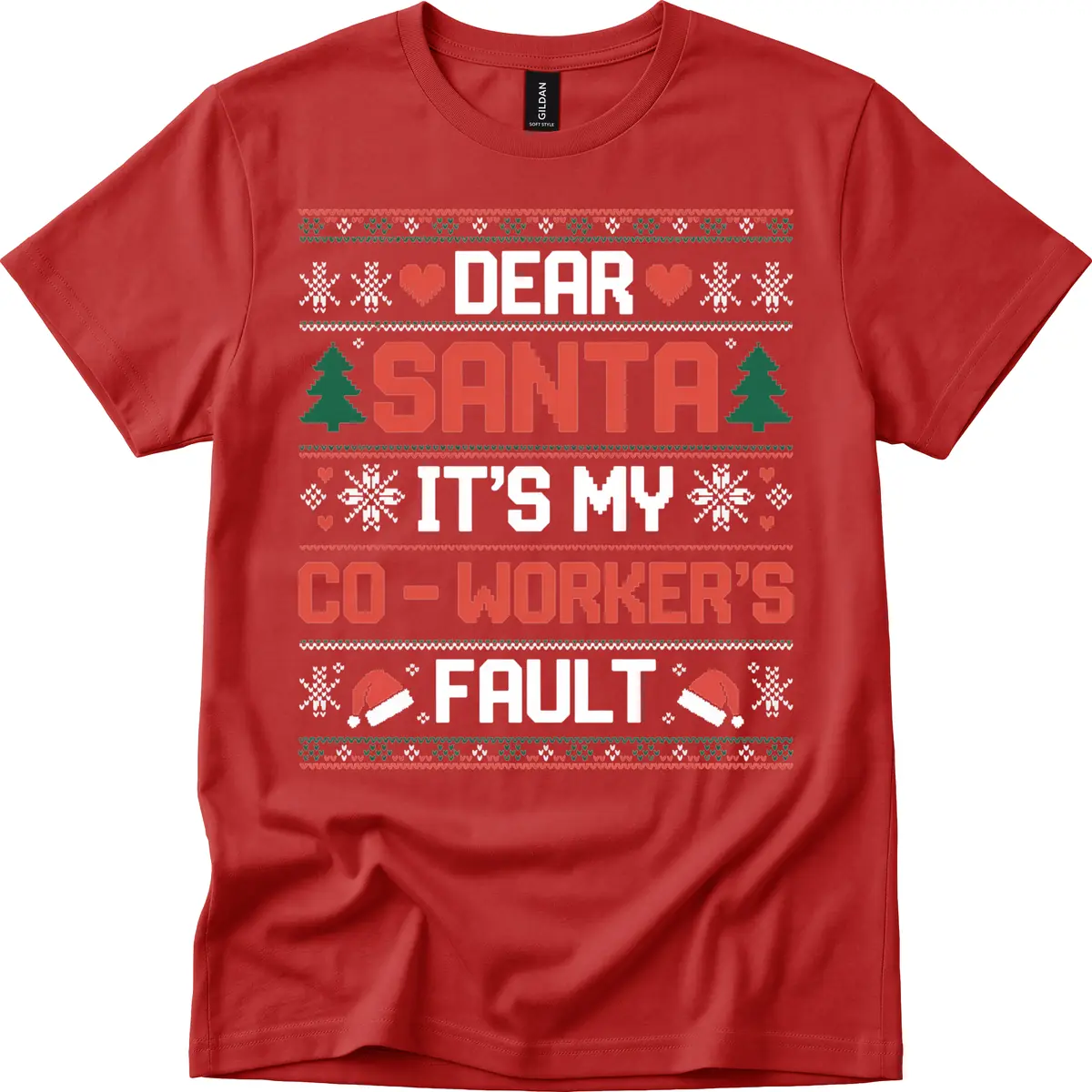 Dear Santa It's My Co-Worker's Fault T-Shirt in Red