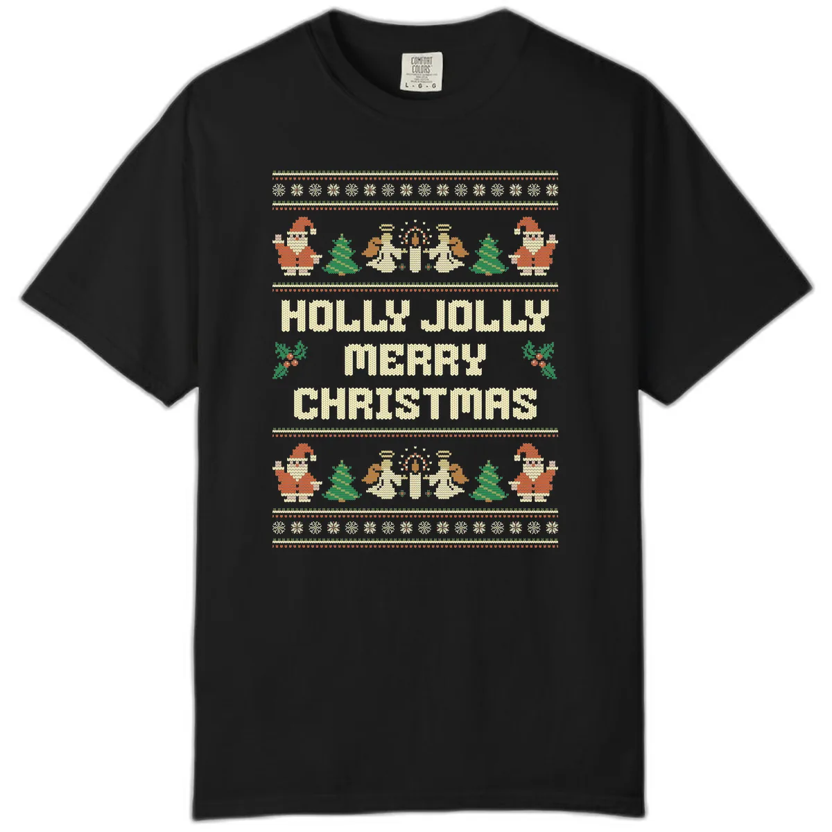 Holly Jolly Ugly Christmas Sweater Comfort Color in Black