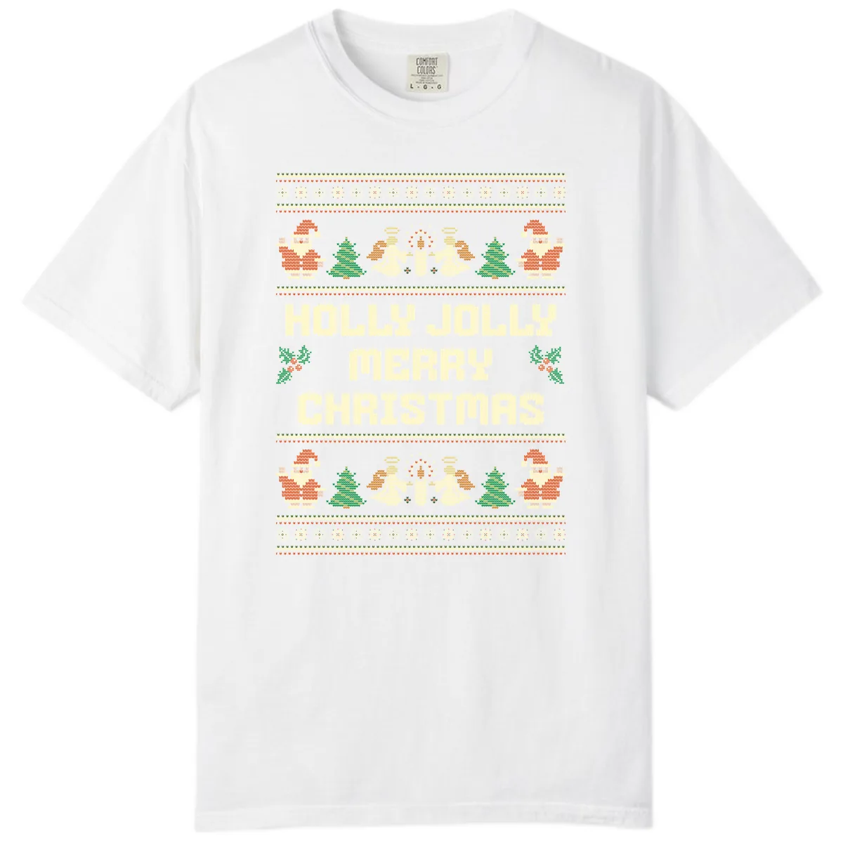 Holly Jolly Ugly Christmas Sweater Comfort Color in White