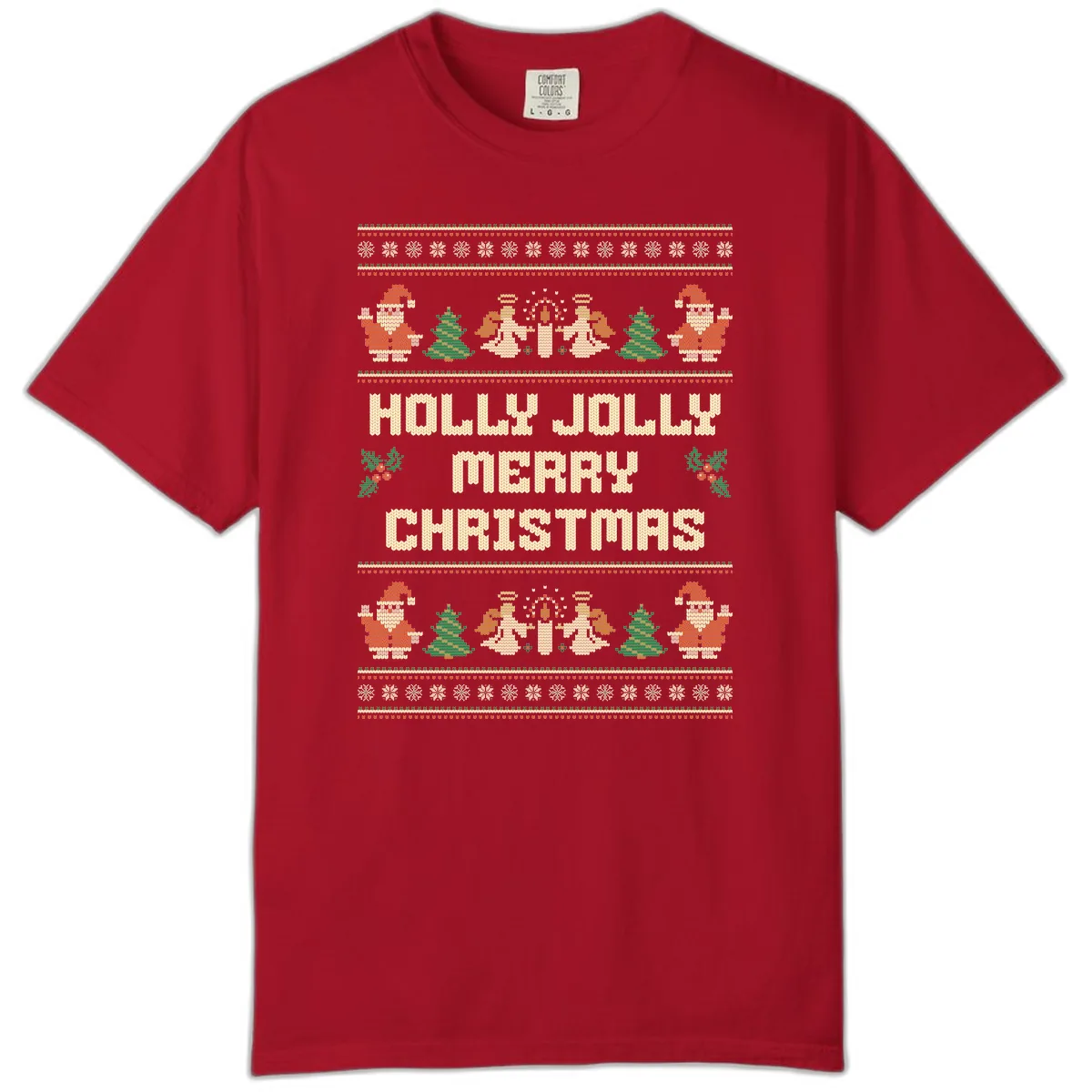 Holly Jolly Ugly Christmas Sweater Comfort Color in Red