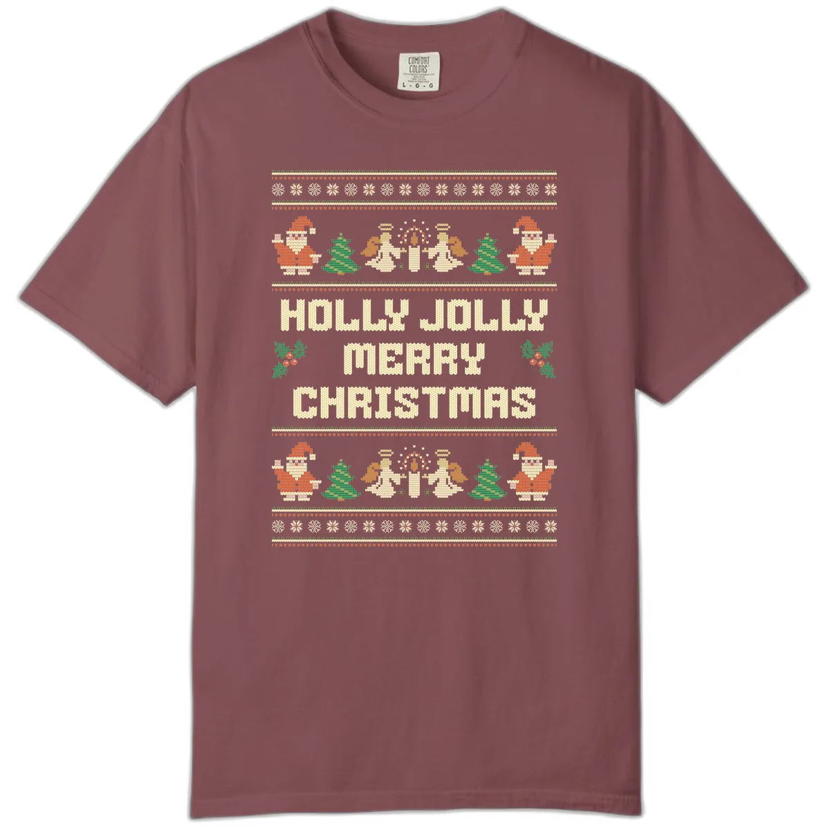 Holly Jolly Ugly Christmas Sweater Comfort Color in Brick