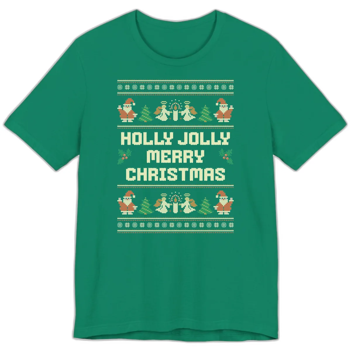 Holly Jolly Ugly Christmas Sweater Premium T-Shirt in Kelly