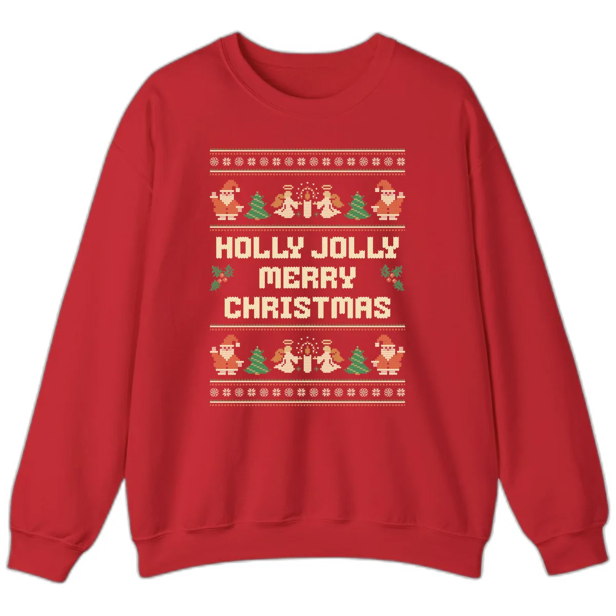 Holly Jolly Ugly Christmas Sweater Sweatshirt in Red