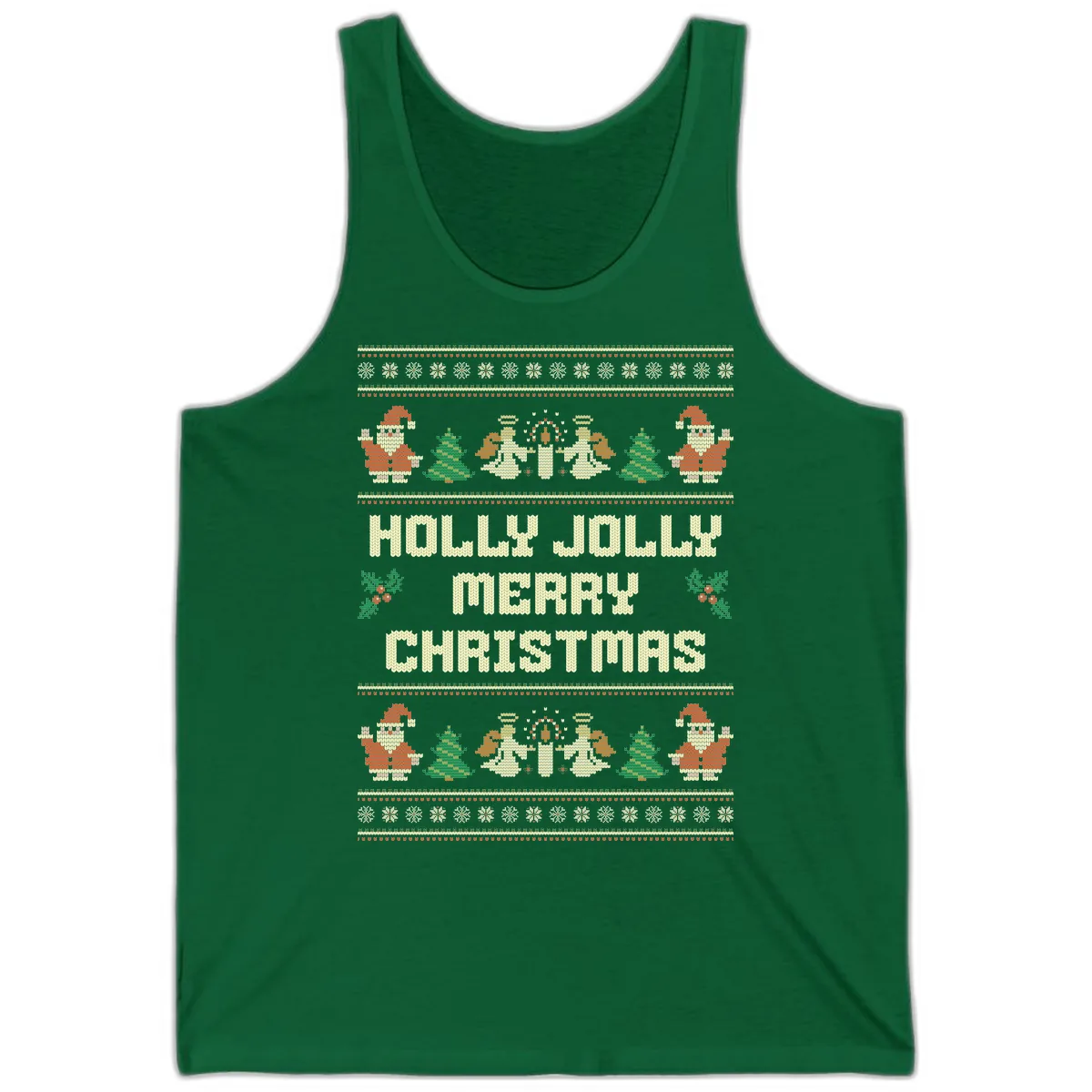 Holly Jolly Ugly Christmas Sweater Tank in Kelly