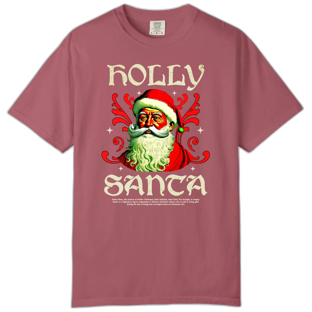 Holly Jolly Santa Claus Comfort Color in Crimson