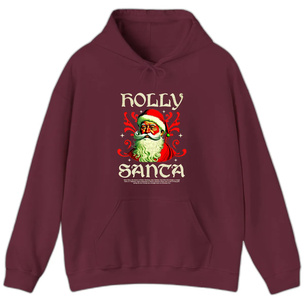 Holly Jolly Santa Claus Hoodie in Maroon