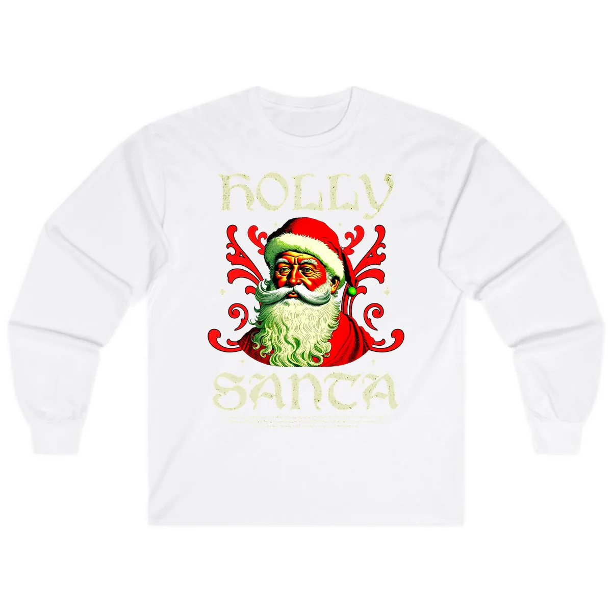 Holly Jolly Santa Claus Long Sleeve in White
