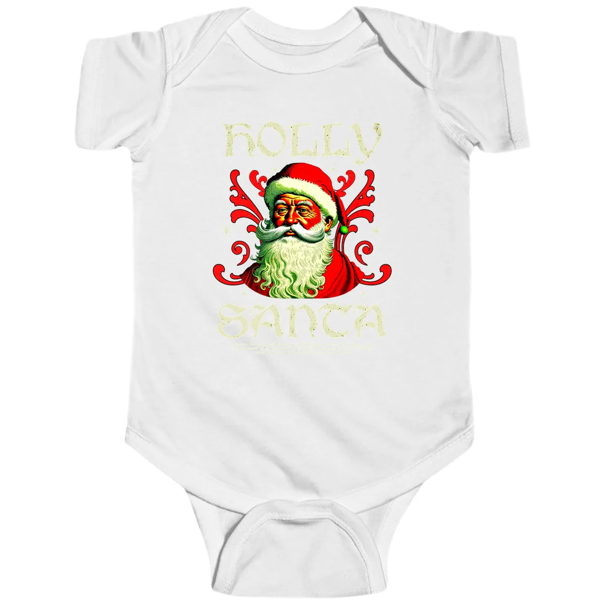 Holly Jolly Santa Claus Baby Onesie in White