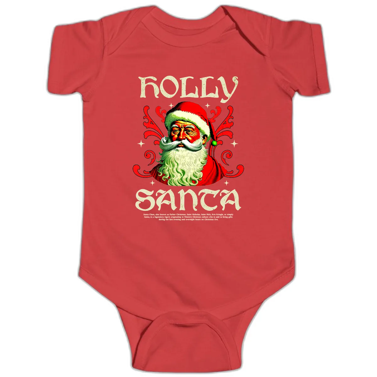 Holly Jolly Santa Claus Baby Onesie in Red
