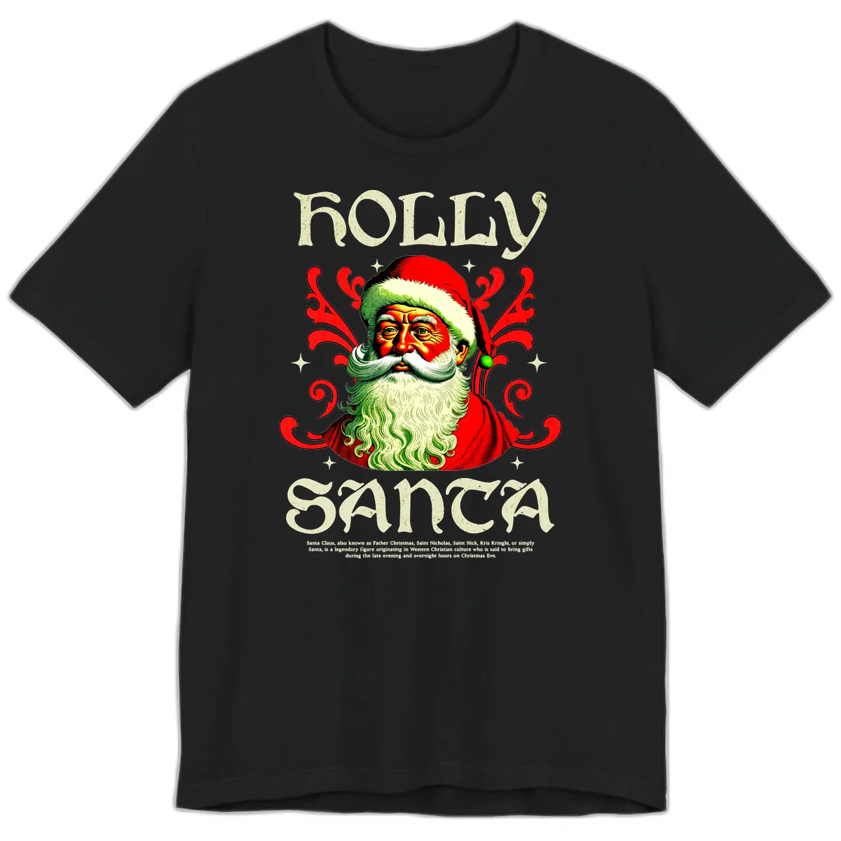 Holly Jolly Santa Claus Premium T-Shirt in Black