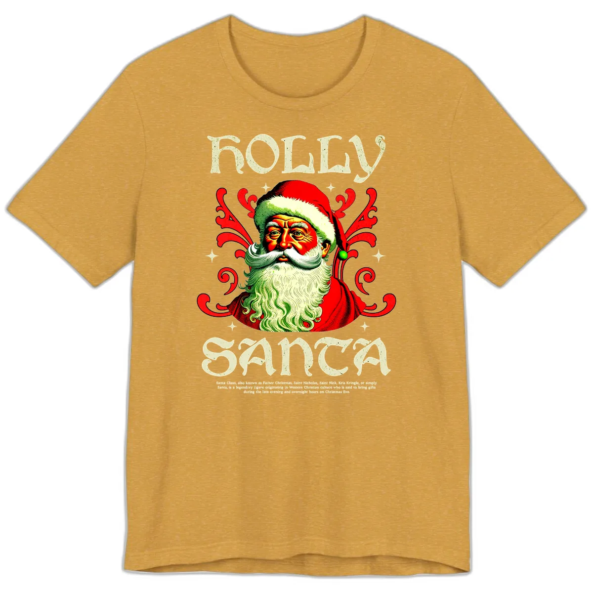 Holly Jolly Santa Claus Premium T-Shirt in Heather Mustard
