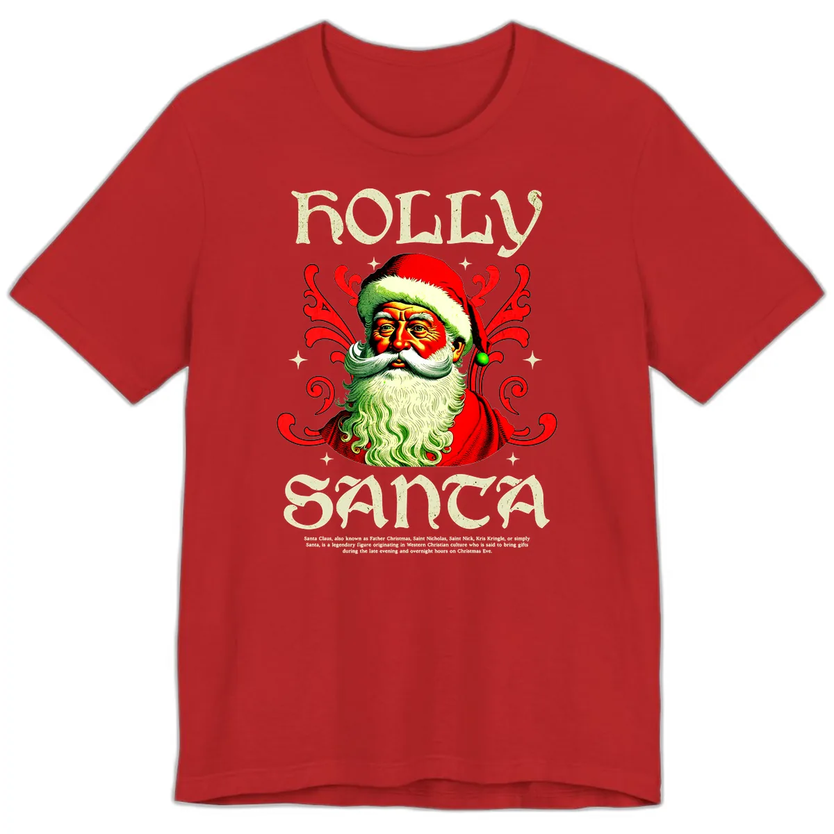 Holly Jolly Santa Claus Premium T-Shirt in Red