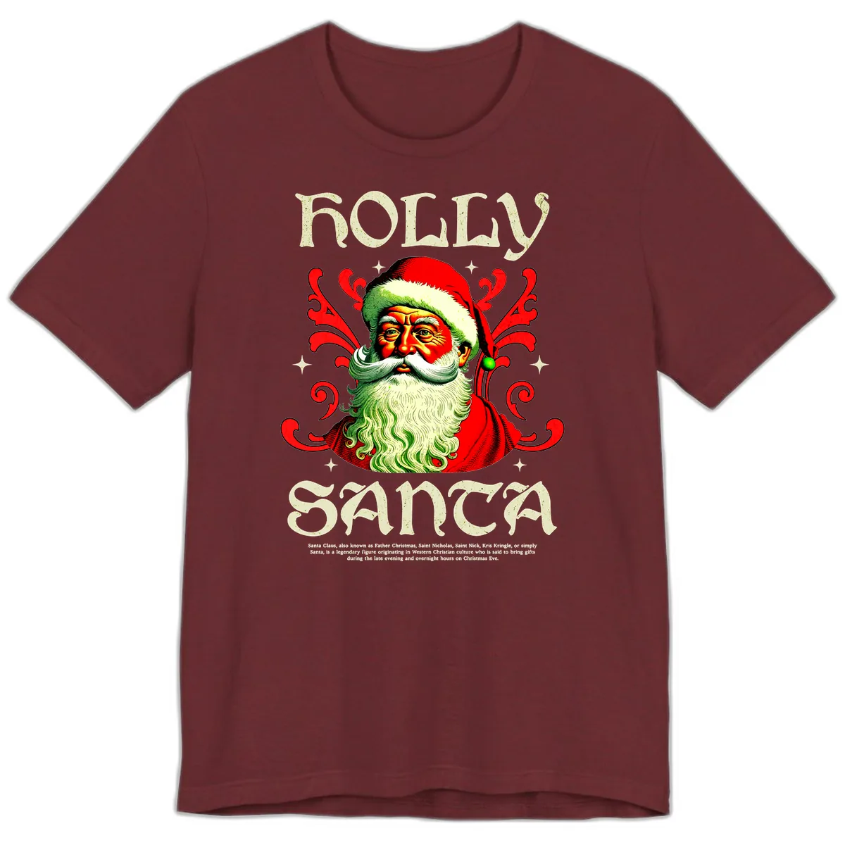 Holly Jolly Santa Claus Premium T-Shirt in Heather Cardinal