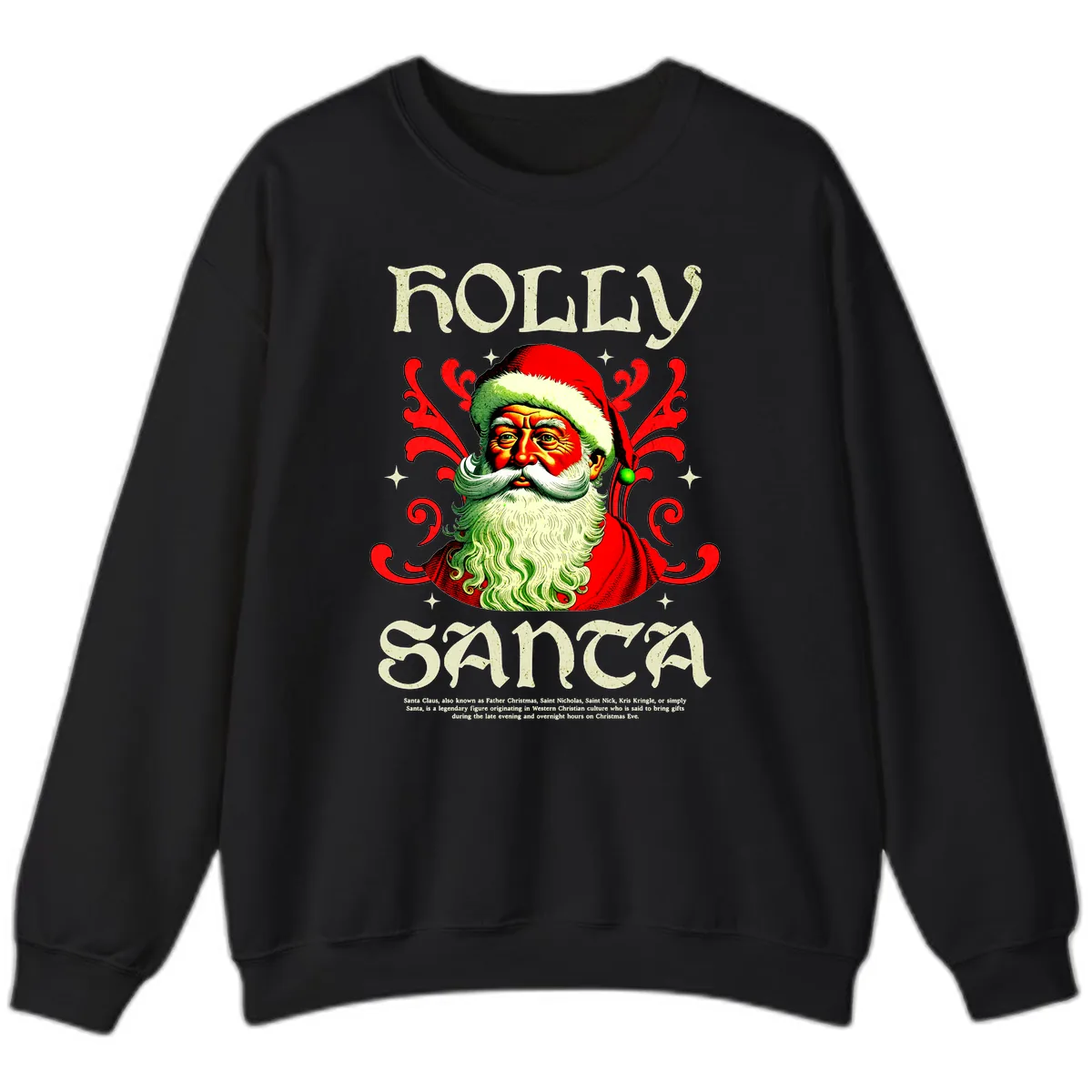 Holly Jolly Santa Claus Sweatshirt in Black