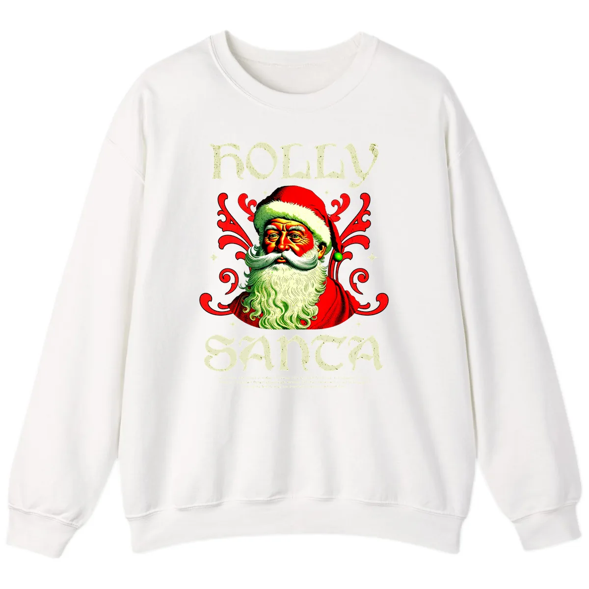 Holly Jolly Santa Claus Sweatshirt in White