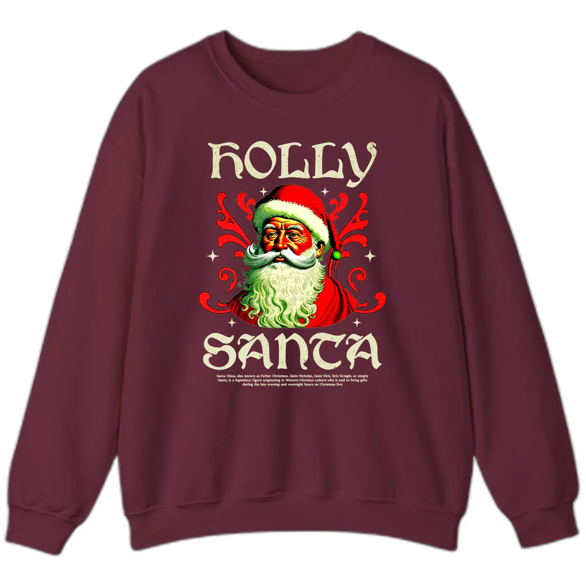 Holly Jolly Santa Claus Sweatshirt in Maroon