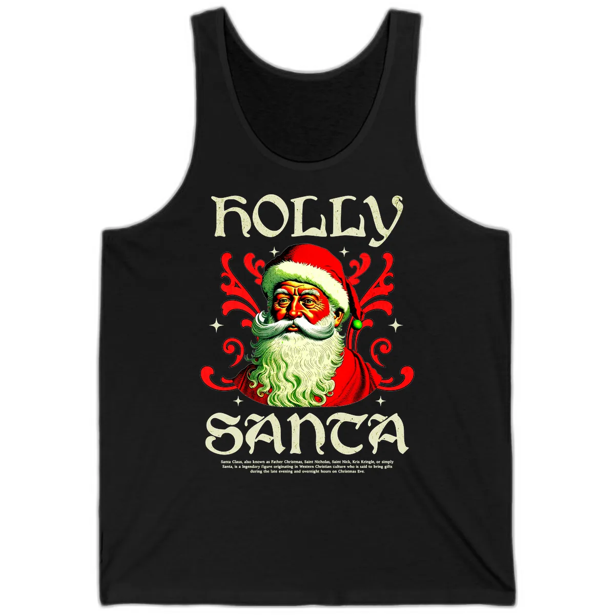 Holly Jolly Santa Claus Tank in Black