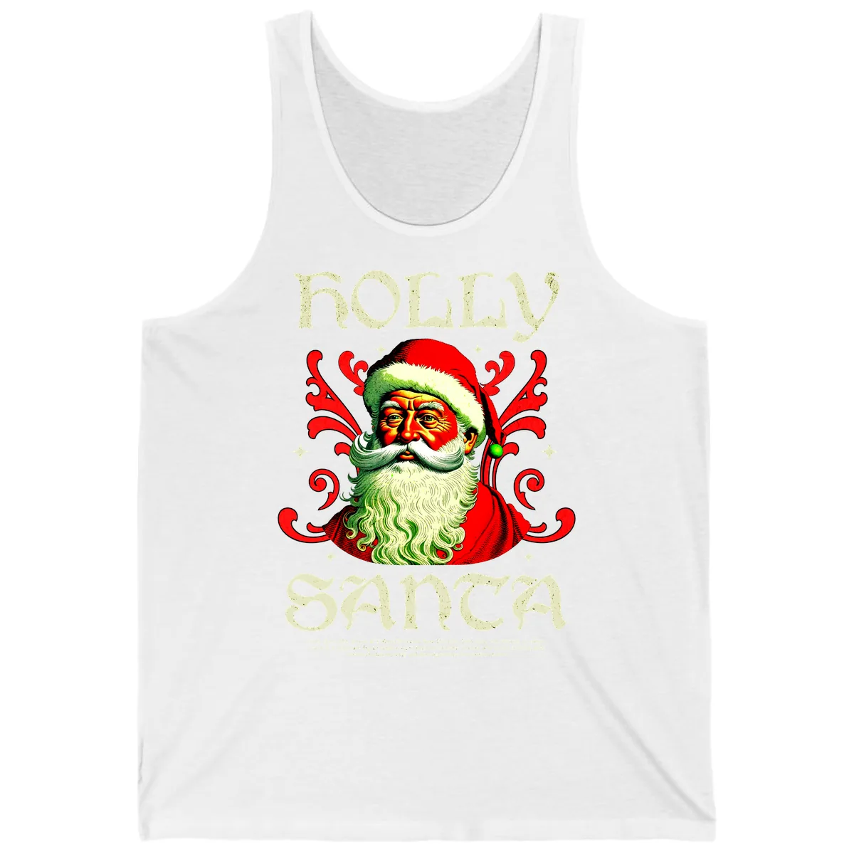 Holly Jolly Santa Claus Tank in White