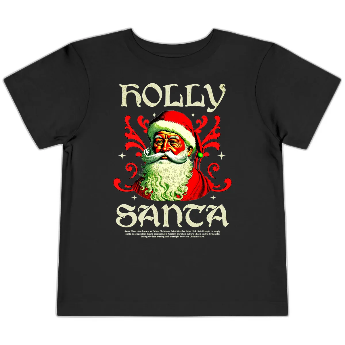 Holly Jolly Santa Claus Toddler T-Shirt in Black