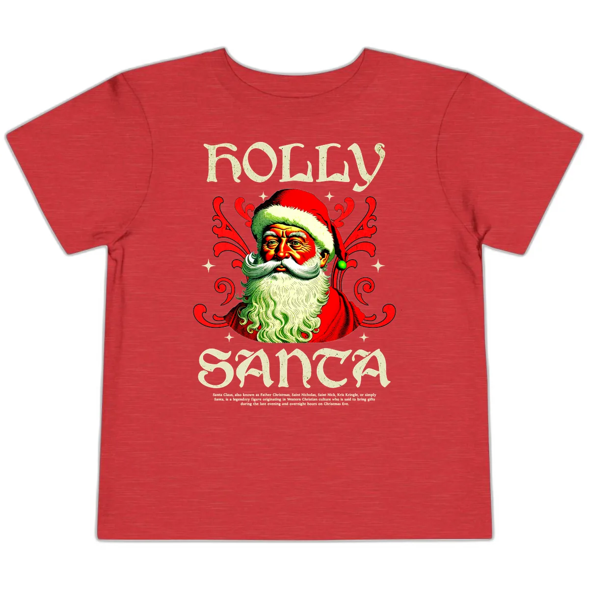 Holly Jolly Santa Claus Toddler T-Shirt in Heather Red