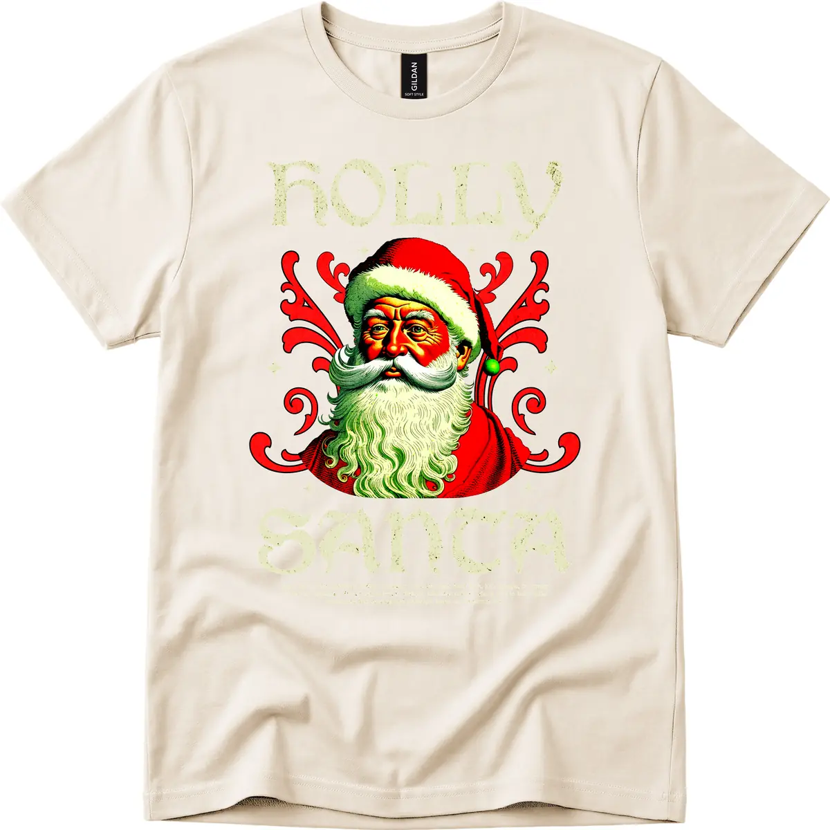 Holly Jolly Santa Claus T-Shirt in Natural