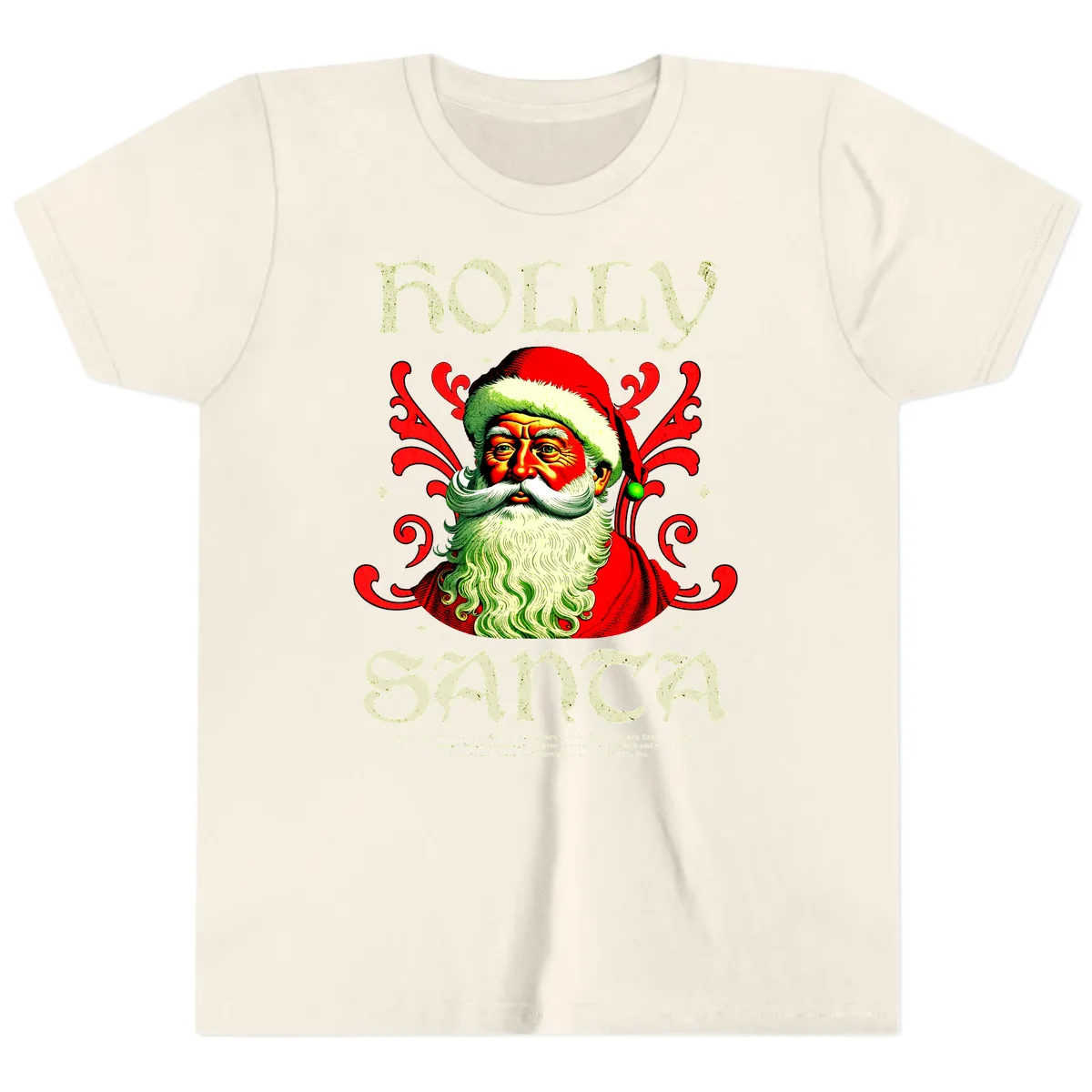 Holly Jolly Santa Claus Youth T-Shirt in Natural