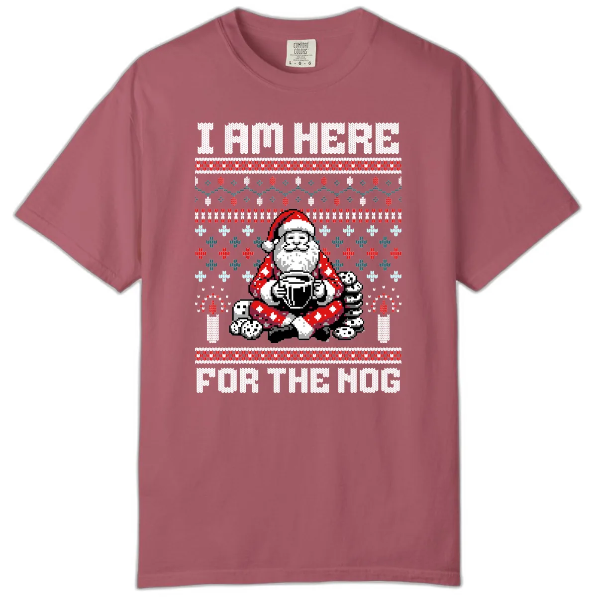 Santa Is Here For The Nog Comfort Color in Crimson