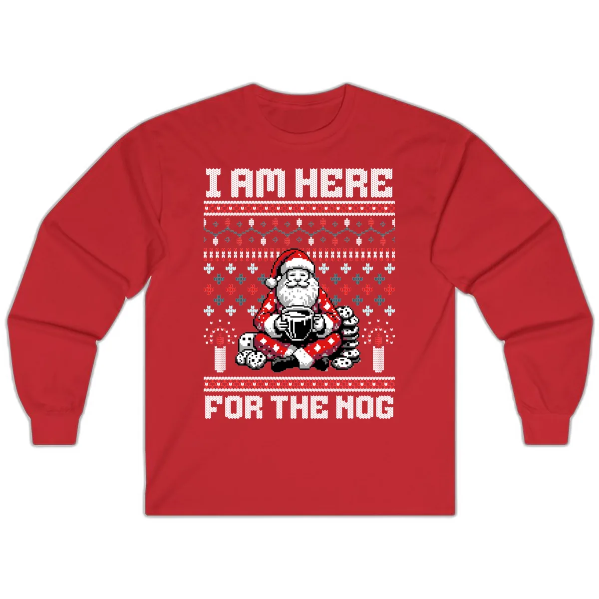 Santa Is Here For The Nog Long Sleeve in Red