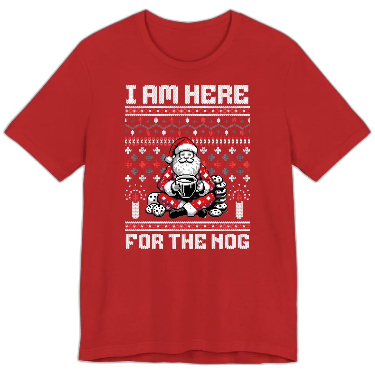 Santa Is Here For The Nog Premium T-Shirt in Red