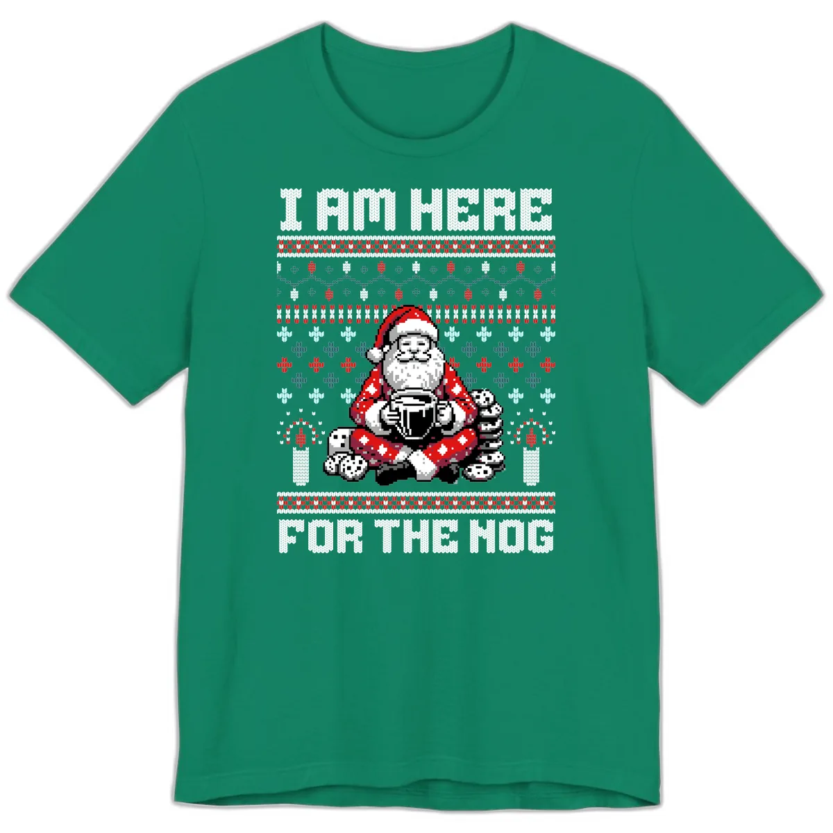 Santa Is Here For The Nog Premium T-Shirt in Kelly