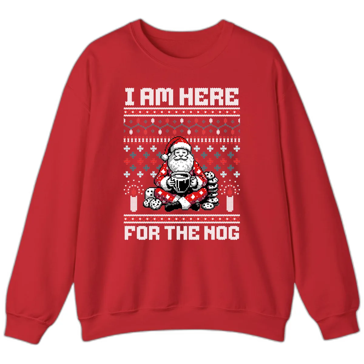 Santa Is Here For The Nog Sweatshirt in Red