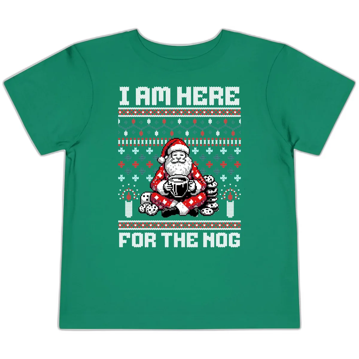 Santa Is Here For The Nog Toddler T-Shirt in Kelly
