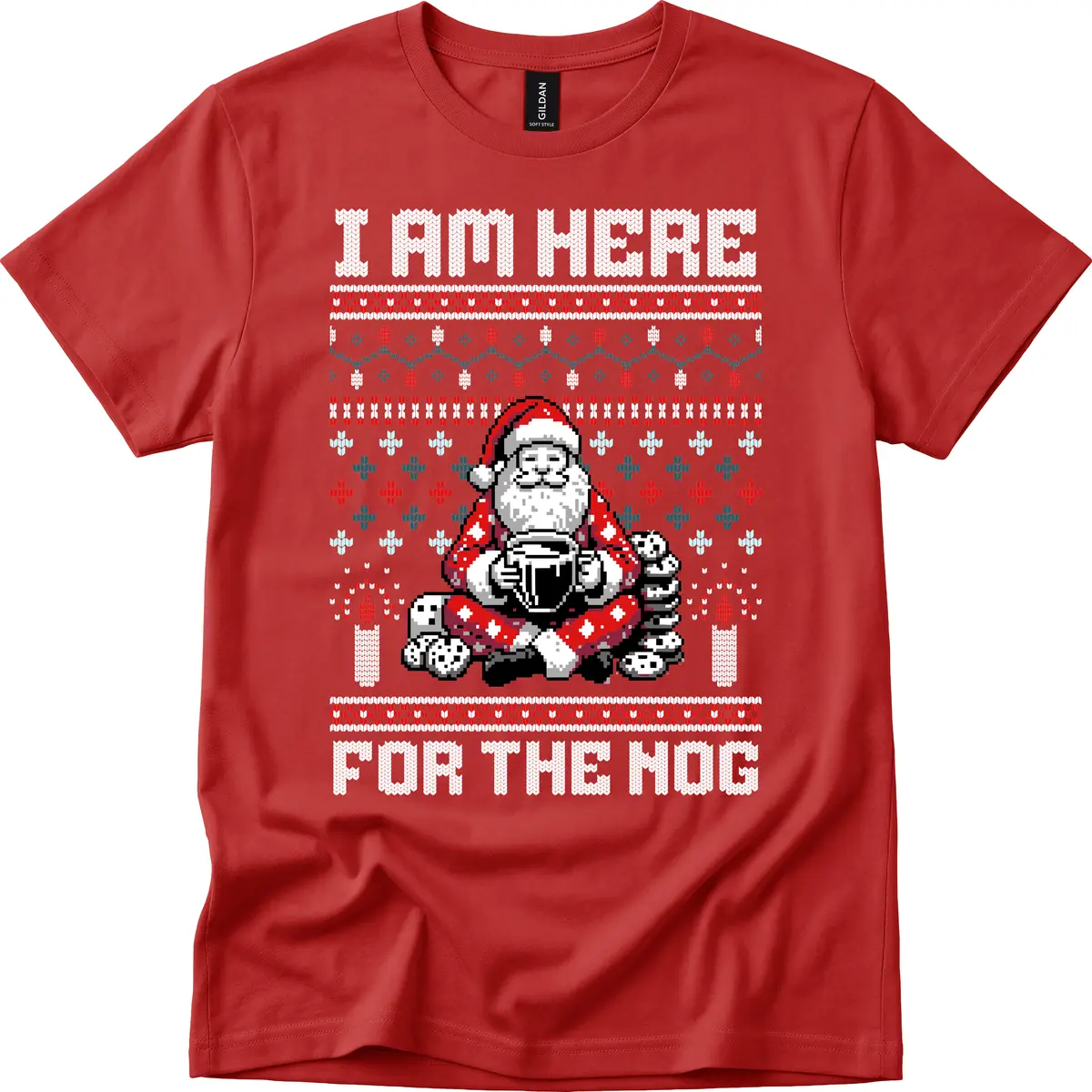 Santa Is Here For The Nog T-Shirt in Red