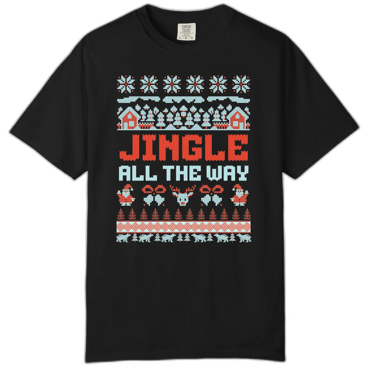 Jingle All The Way Ugly Christmas Sweater Comfort Color in Black