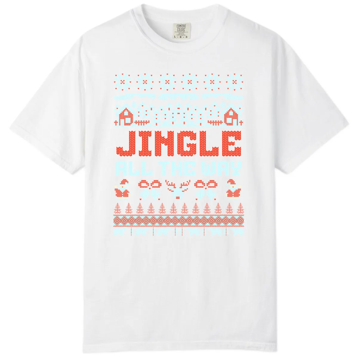 Jingle All The Way Ugly Christmas Sweater Comfort Color in White