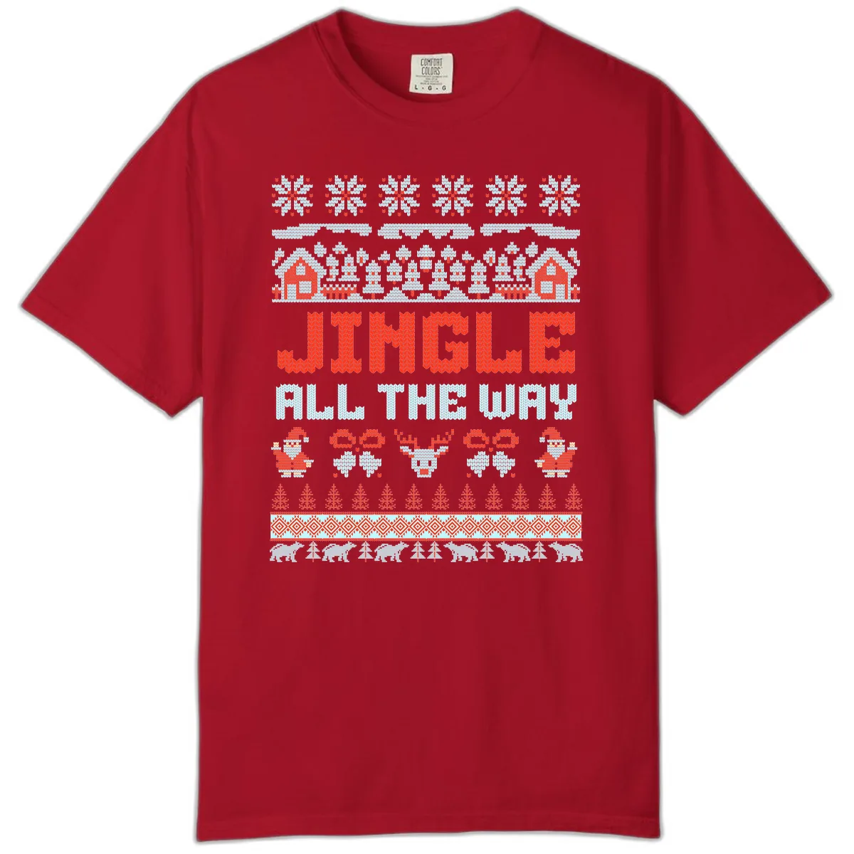 Jingle All The Way Ugly Christmas Sweater Comfort Color in Red