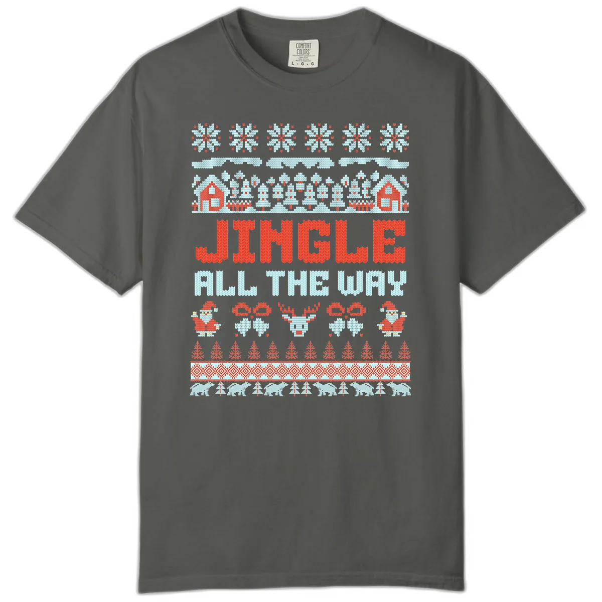 Jingle All The Way Ugly Christmas Sweater Comfort Color in Pepper