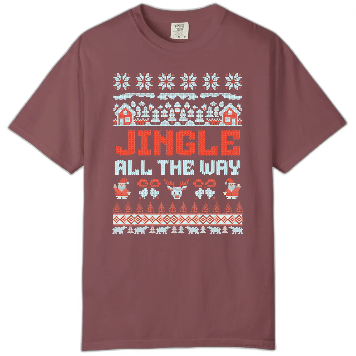 Jingle All The Way Ugly Christmas Sweater Comfort Color in Brick