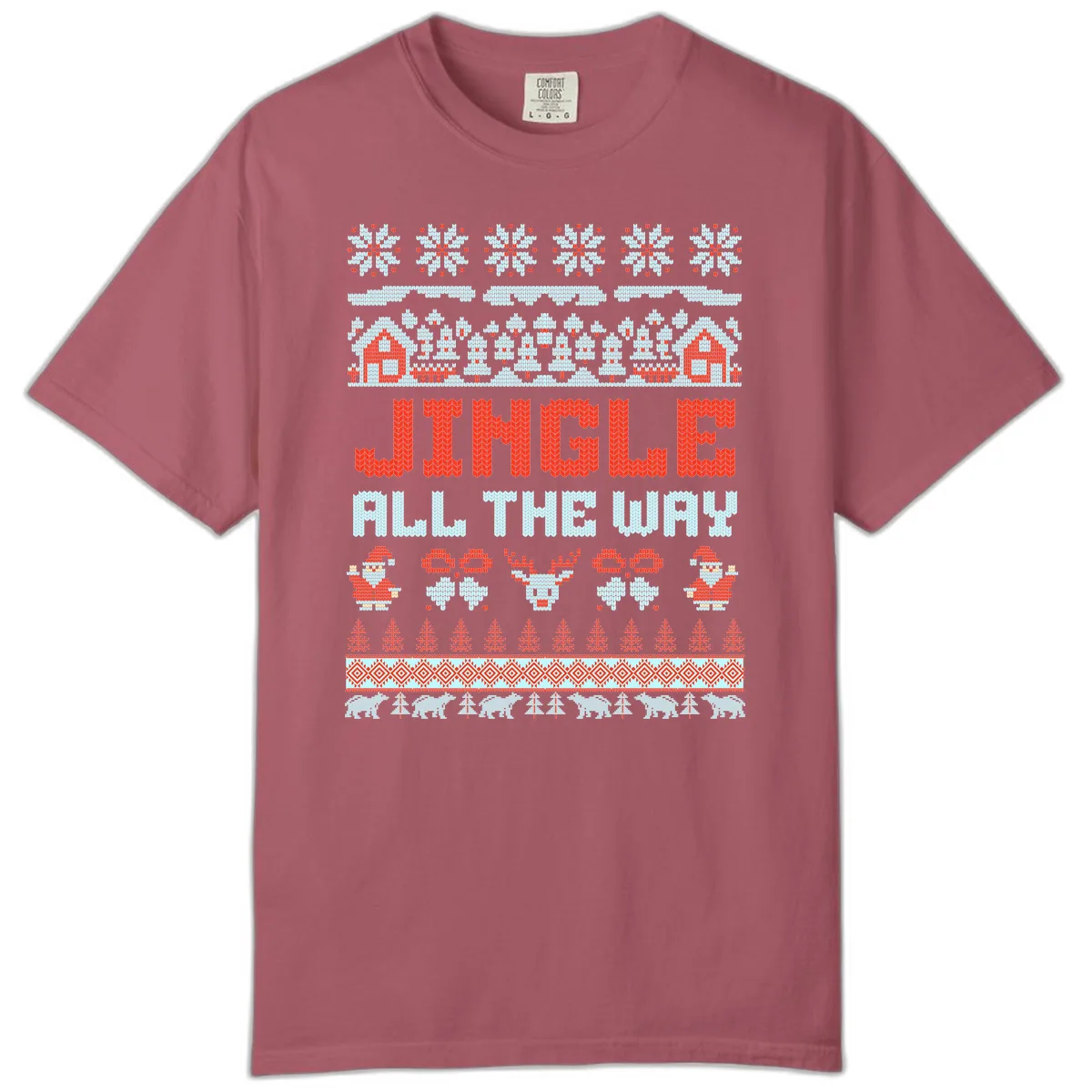 Jingle All The Way Ugly Christmas Sweater Comfort Color in Crimson