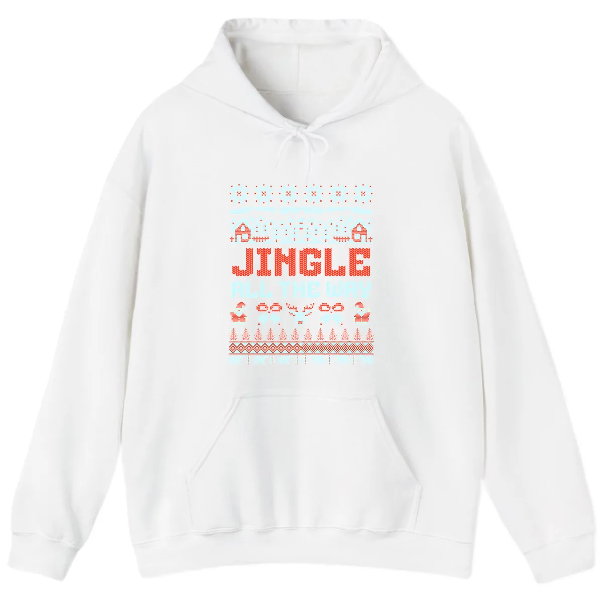 Jingle All The Way Ugly Christmas Sweater Hoodie in White