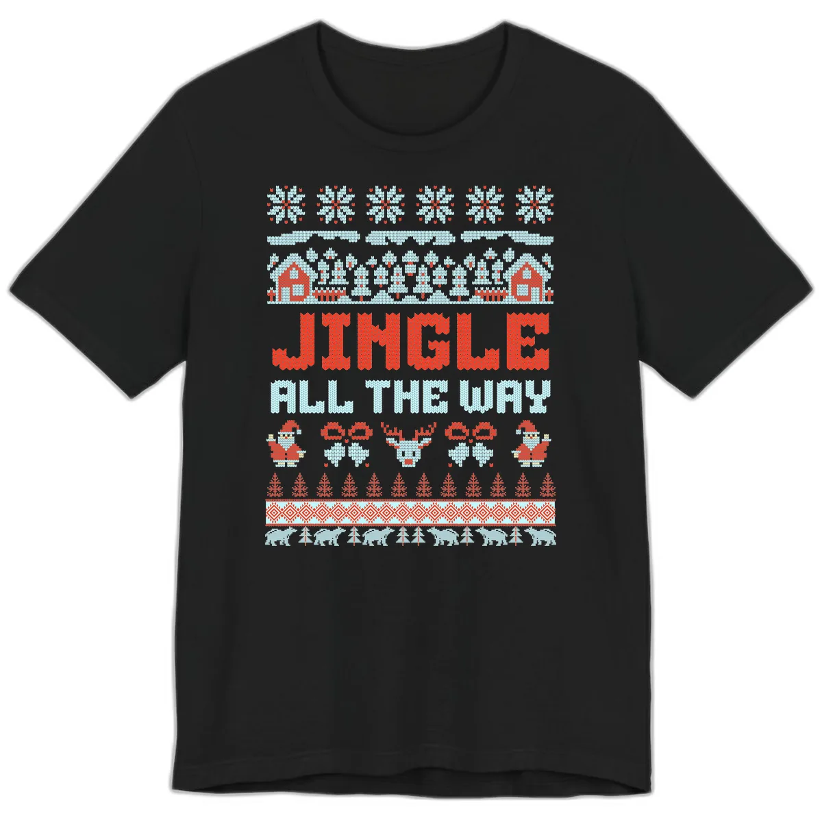 Jingle All The Way Ugly Christmas Sweater Premium T-Shirt in Black